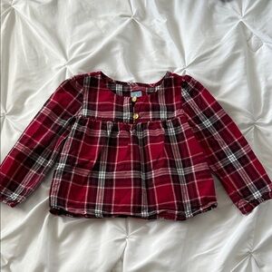 GAP Red Plaid Long Sleeve Girls Top